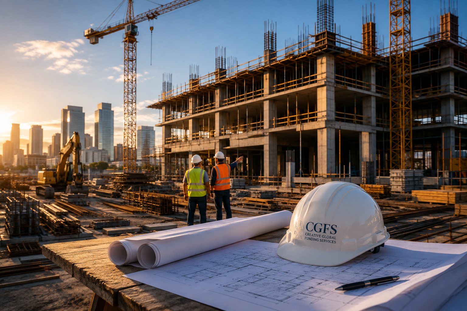 Commercial construction development representing construction finance and project funding